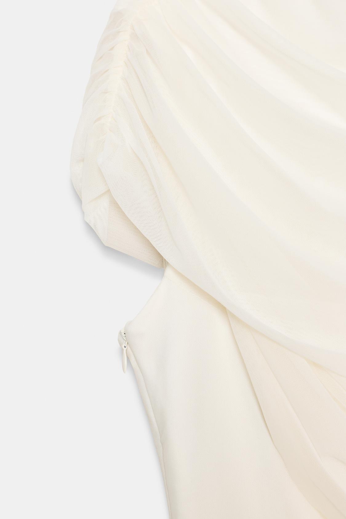 Ivory Ruched Detail Mini Dress