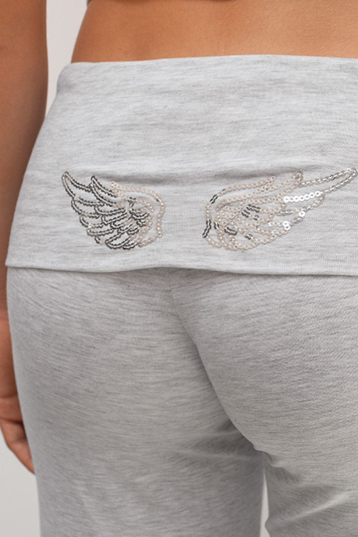 Sequin Angel Wings Sweatpants Grey