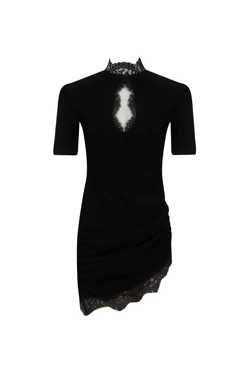 Black Lace Cutout Mini Dress