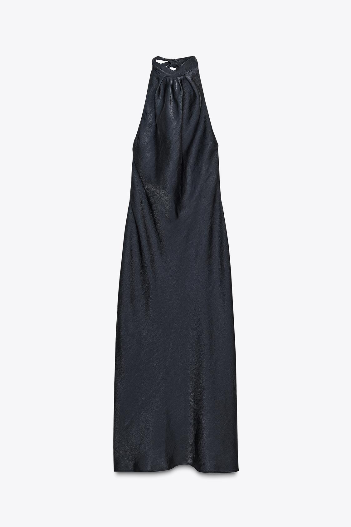 Halter Neck Satin Midi Dress