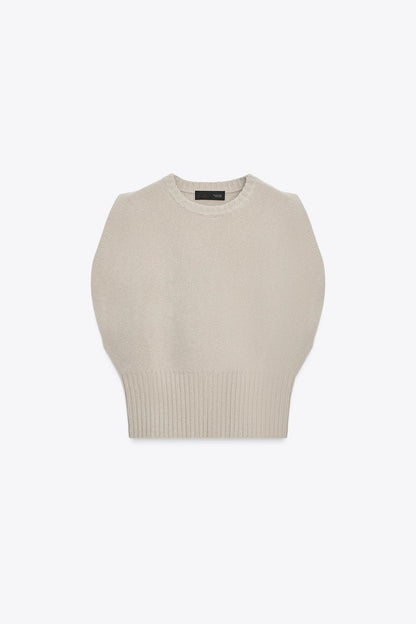 SLEEVELESS KNIT TOP BEIGE