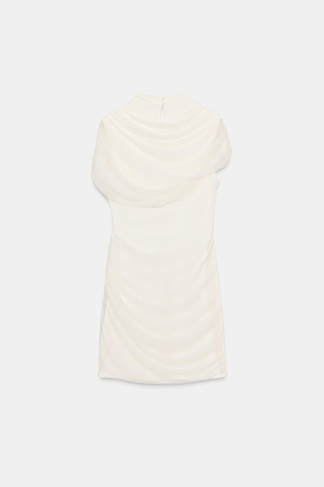 Ivory Ruched Detail Mini Dress