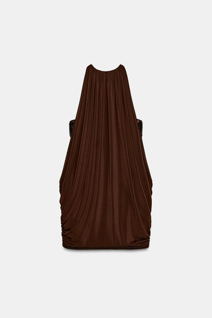 Chocolate Brown Drape Dress