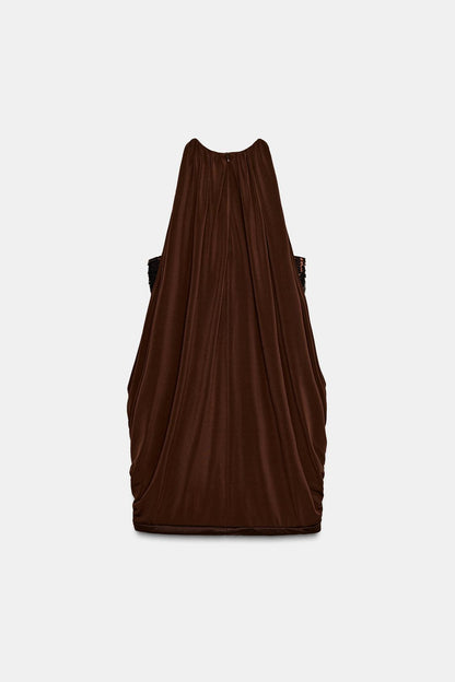 Chocolate Brown Drape Dress