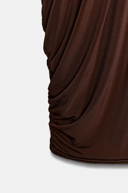 Chocolate Brown Drape Dress
