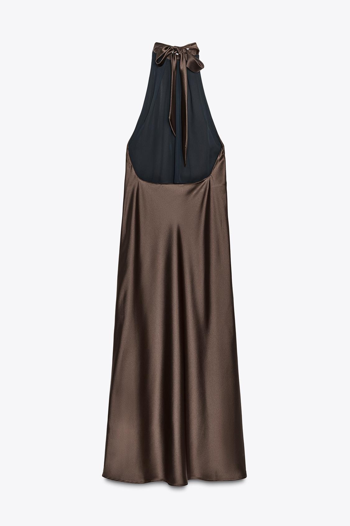 Halter Neck Satin Midi Dress