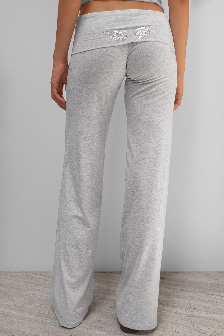Sequin Angel Wings Sweatpants Grey