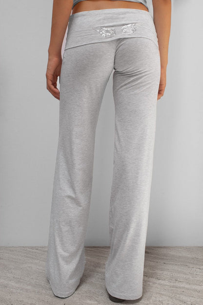 Sequin Angel Wings Sweatpants Grey