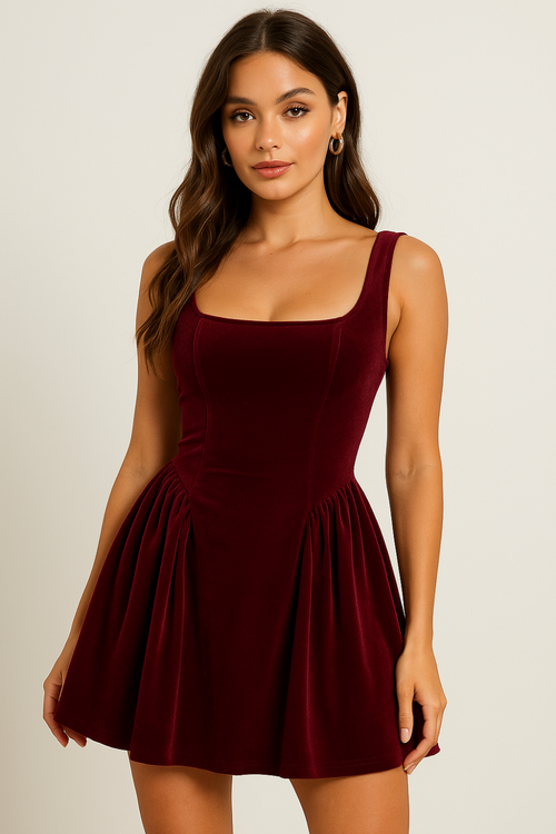 Velvet Bow Back Mini Dress