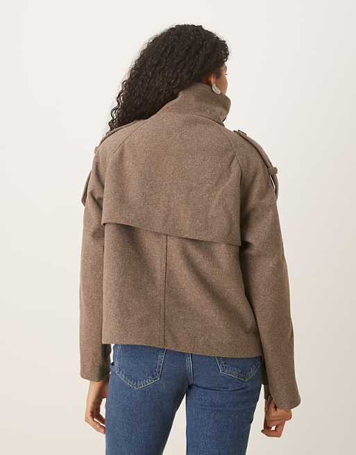 Brown Wool Oversized Jacket