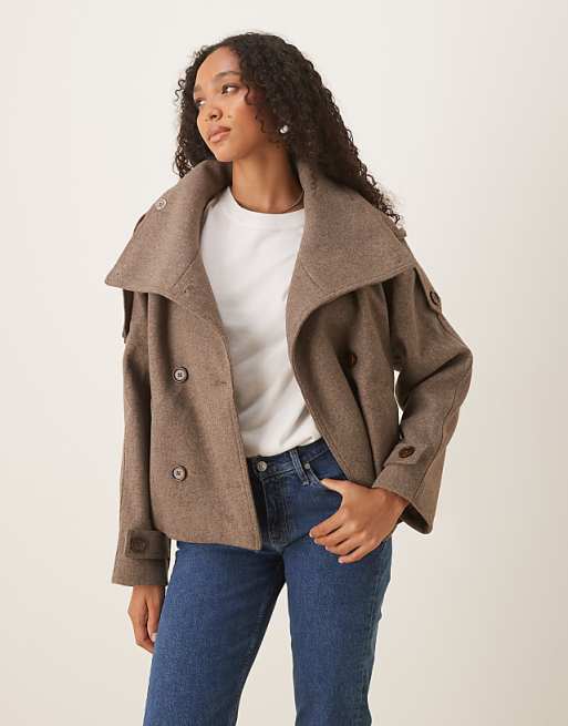 Brown Wool Oversized Jacket