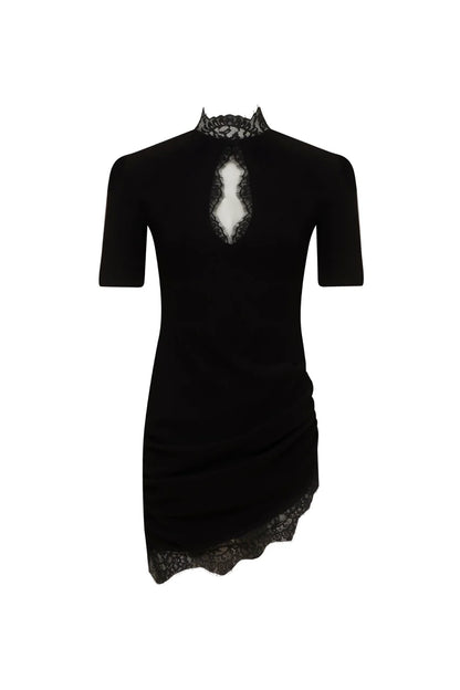 Black Lace Cutout Mini Dress