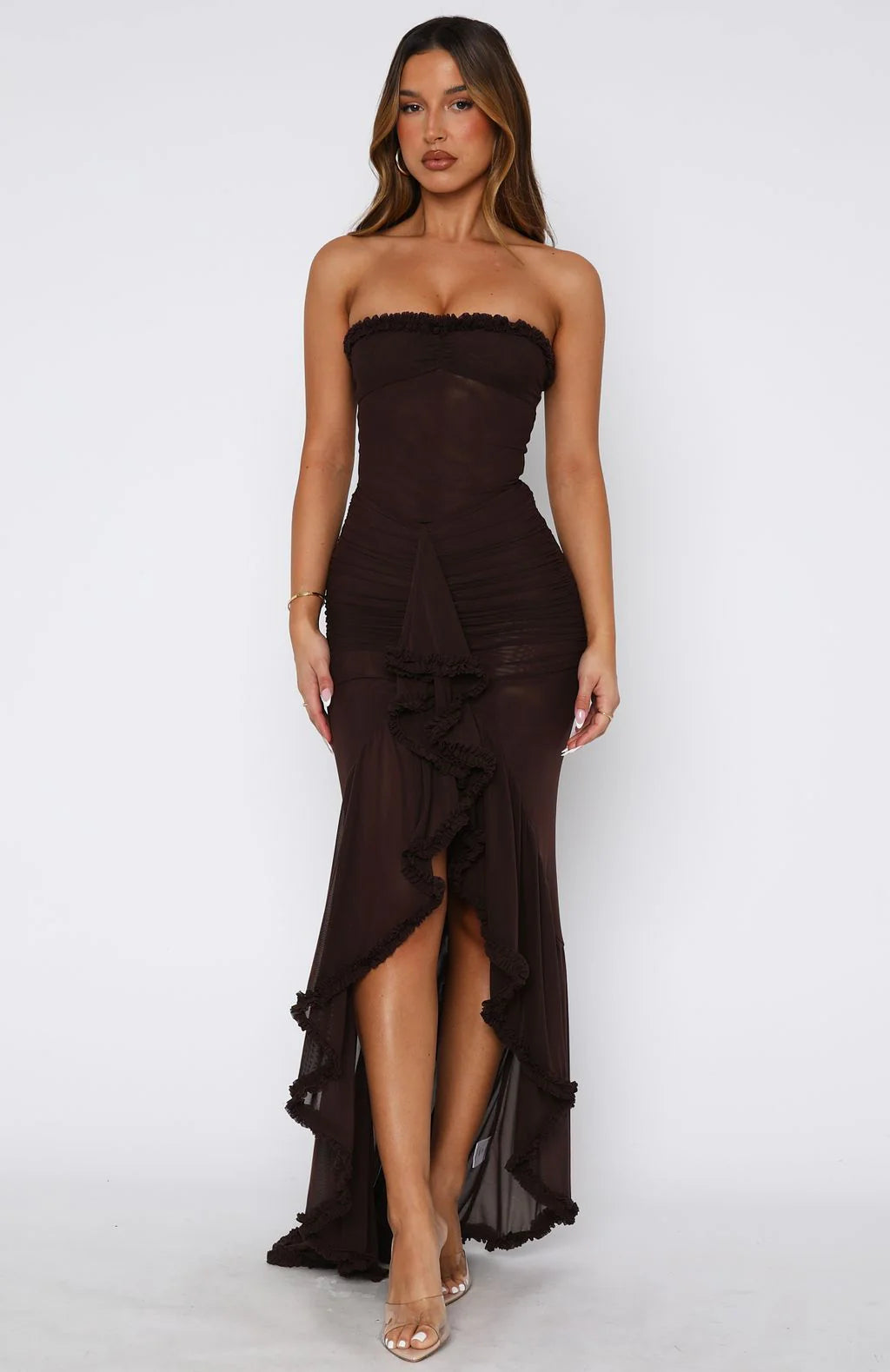 Strapless Ruched Evening Gown