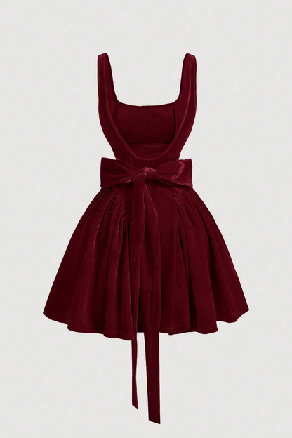Velvet Bow Back Mini Dress