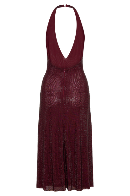 Sequin Halter Backless Midi Dress