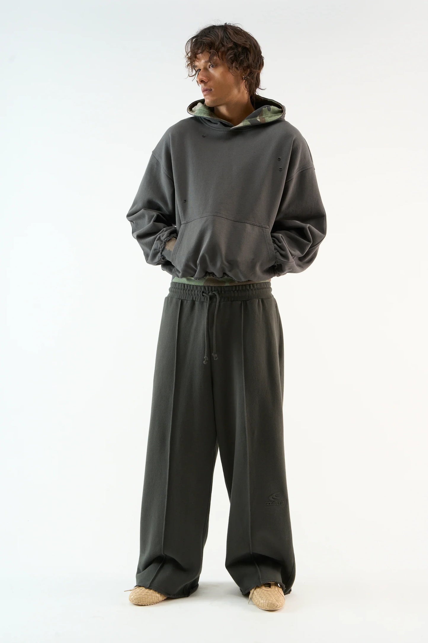 Distressed Hoodie Unisex Camo