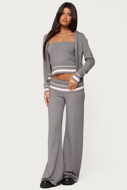 Grey Stripe Knit Co-ord Set