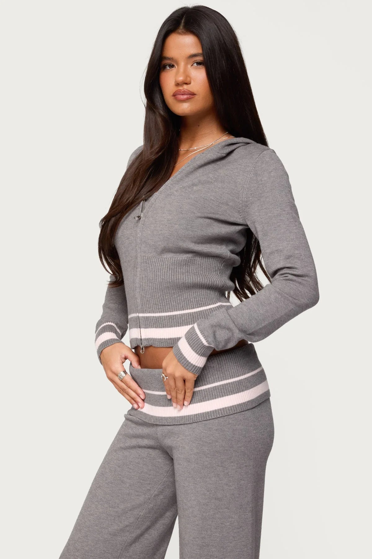 Grey Stripe Knit Co-ord Set