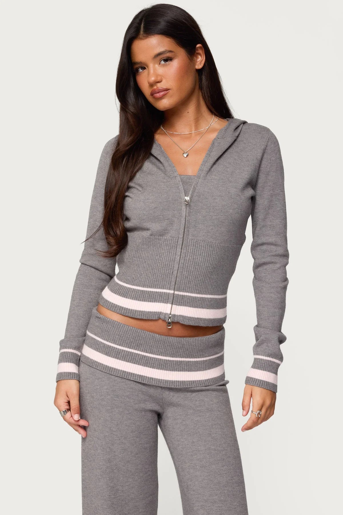 Grey Stripe Knit Co-ord Set
