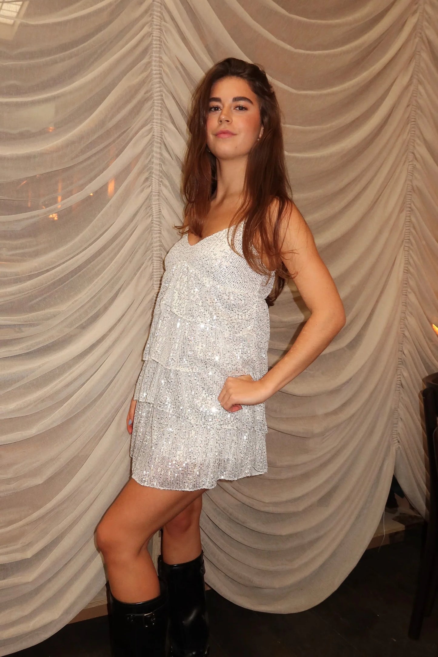Sequin Tiered Mini Dress