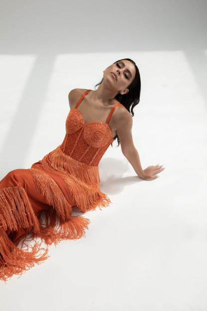 Orange Ruffle Maxi Dress