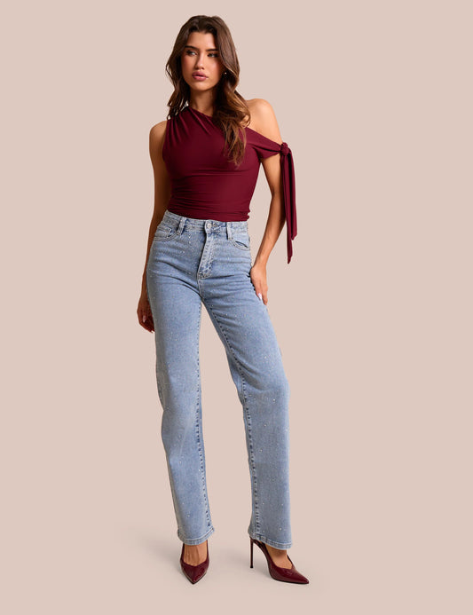 Rhinestone Straight Leg Jeans