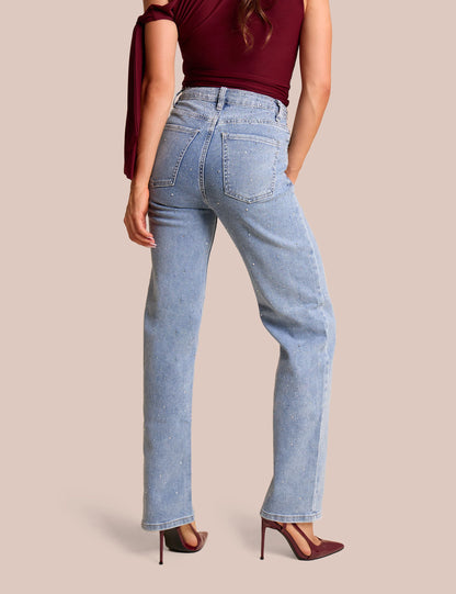 Rhinestone Straight Leg Jeans
