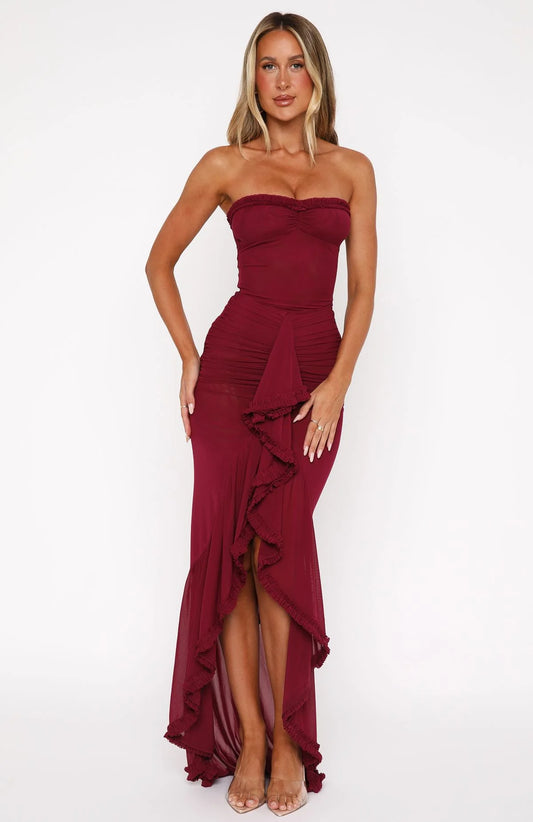 Strapless Ruched Evening Gown
