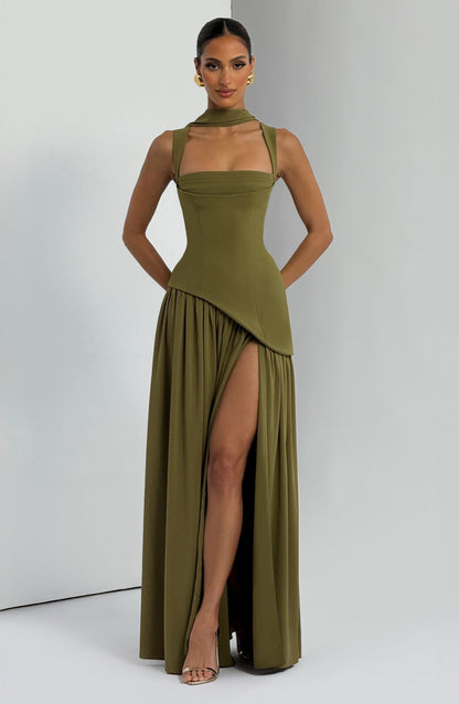 DEEP OLIVE DRESS GOWN