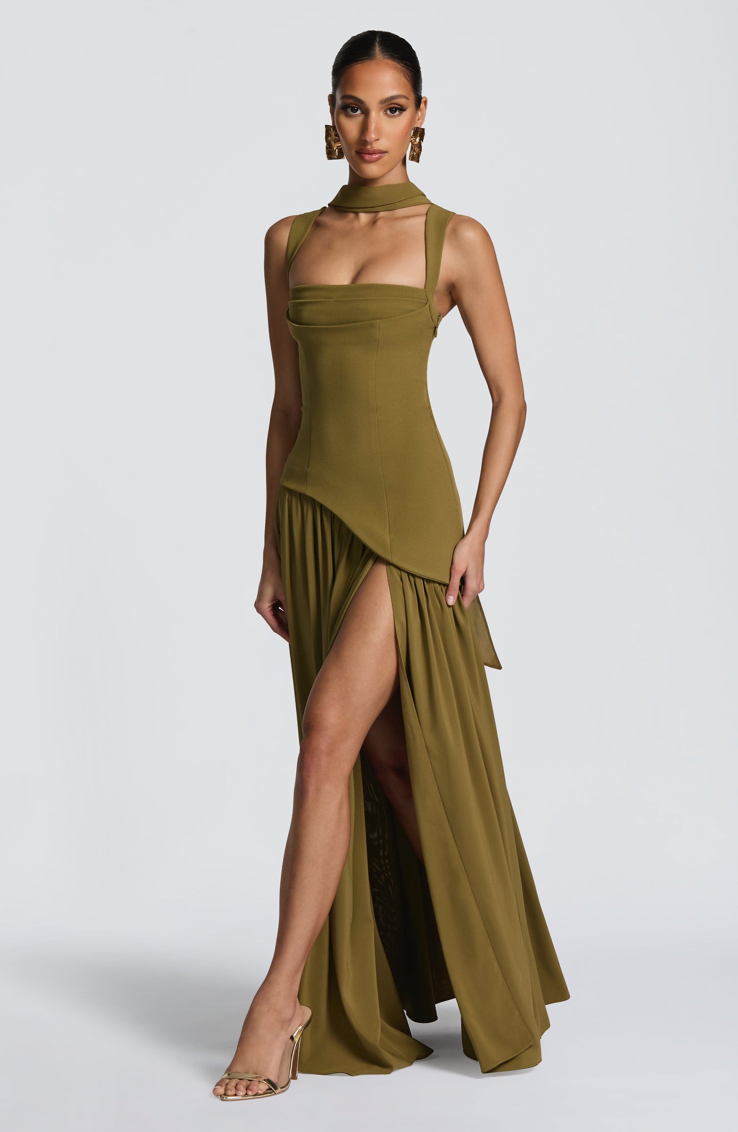DEEP OLIVE MAXI DRESS