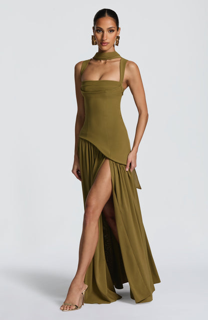 DEEP OLIVE MAXI DRESS GOWN