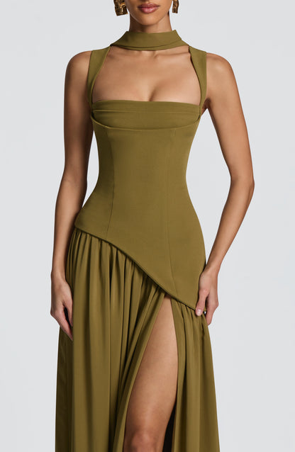 DEEP OLIVE MAXI GOWN