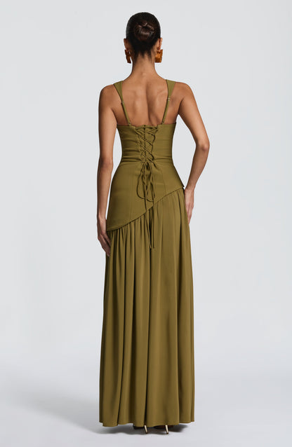 DEEP OLIVE MAXI DRESS
