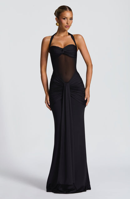 Luna Ruched Mesh Maxi Dress