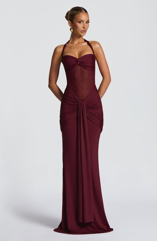 Luna Ruched Mesh Maxi Dress